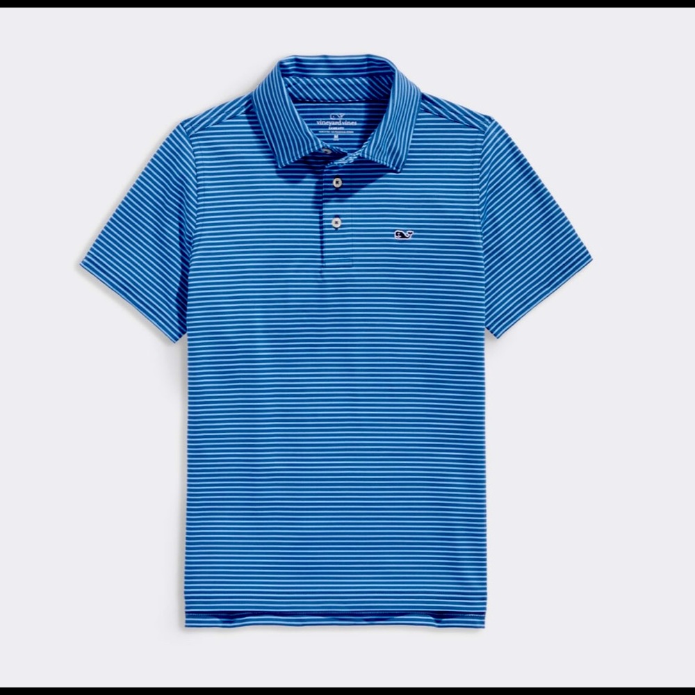 VINEYARD VINES BOYS Bradley-stripe Sankaty Performance Polo SIZE LARGE (16)
